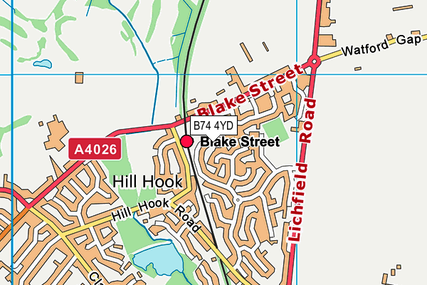 B74 4YD map - OS VectorMap District (Ordnance Survey)