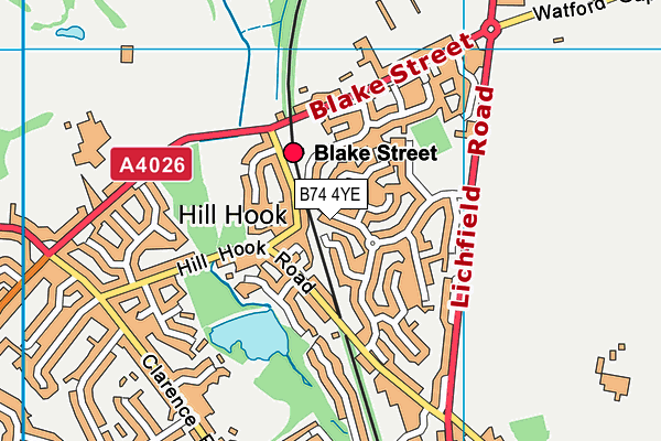 B74 4YE map - OS VectorMap District (Ordnance Survey)