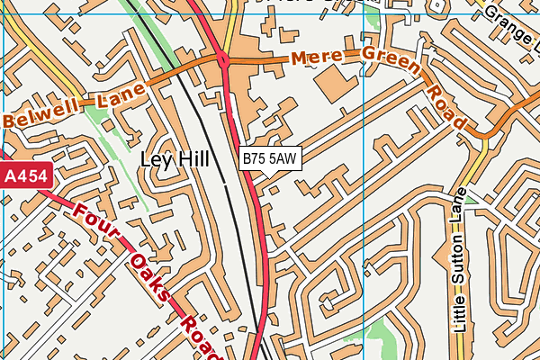 B75 5AW map - OS VectorMap District (Ordnance Survey)