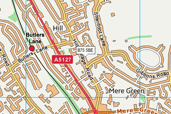 B75 5BE map - OS VectorMap District (Ordnance Survey)