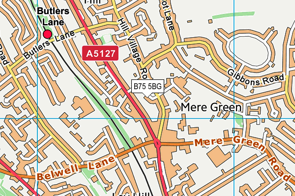 B75 5BG map - OS VectorMap District (Ordnance Survey)