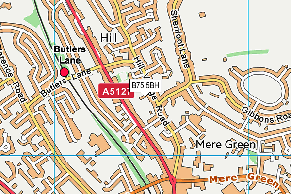 B75 5BH map - OS VectorMap District (Ordnance Survey)