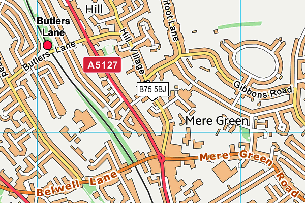 B75 5BJ map - OS VectorMap District (Ordnance Survey)