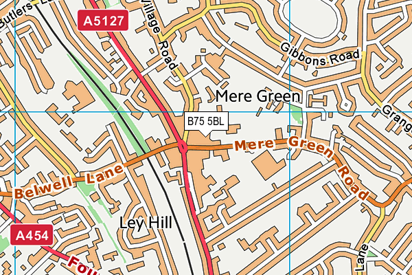 Mere Green Primary School map (B75 5BL) - OS VectorMap District (Ordnance Survey)