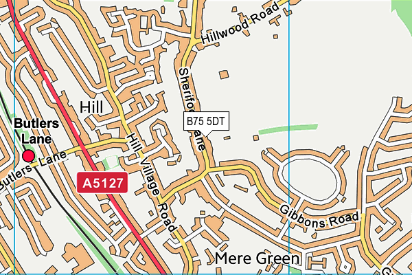 B75 5DT map - OS VectorMap District (Ordnance Survey)