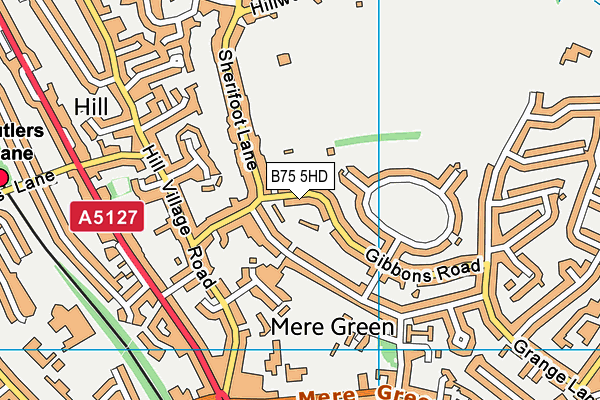 B75 5HD map - OS VectorMap District (Ordnance Survey)