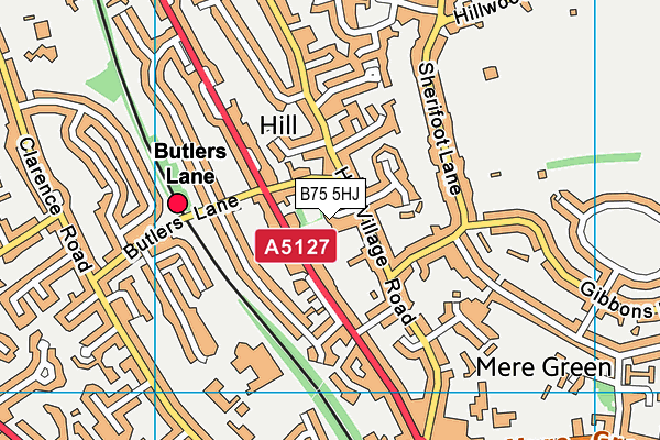 B75 5HJ map - OS VectorMap District (Ordnance Survey)