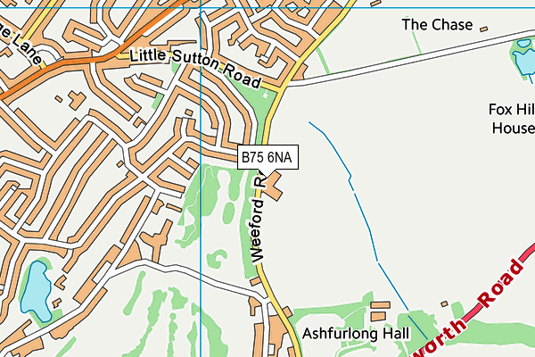 B75 6NA map - OS VectorMap District (Ordnance Survey)