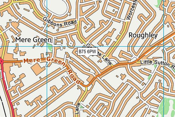 B75 6PW map - OS VectorMap District (Ordnance Survey)