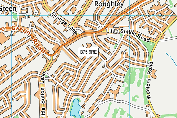B75 6RE map - OS VectorMap District (Ordnance Survey)