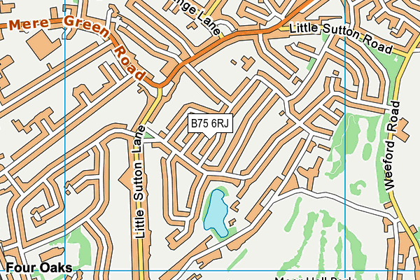 B75 6RJ map - OS VectorMap District (Ordnance Survey)