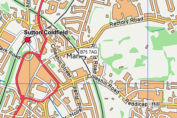 B75 7AG map - OS VectorMap District (Ordnance Survey)