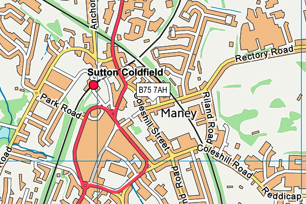 B75 7AH map - OS VectorMap District (Ordnance Survey)