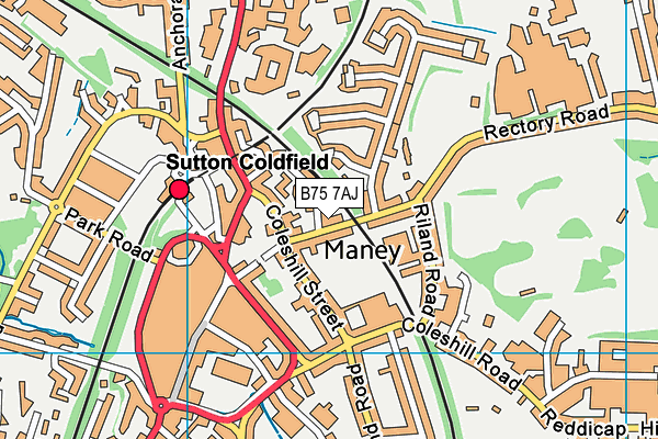 B75 7AJ map - OS VectorMap District (Ordnance Survey)