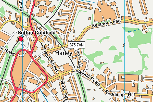 B75 7AN map - OS VectorMap District (Ordnance Survey)