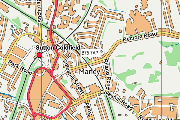 B75 7AP map - OS VectorMap District (Ordnance Survey)