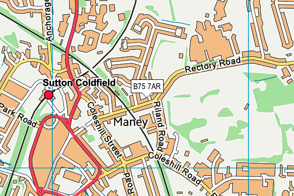 B75 7AR map - OS VectorMap District (Ordnance Survey)