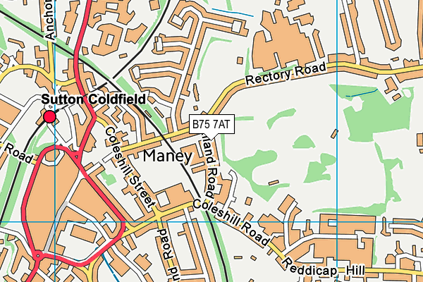 B75 7AT map - OS VectorMap District (Ordnance Survey)