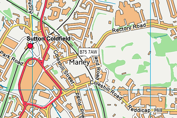 B75 7AW map - OS VectorMap District (Ordnance Survey)