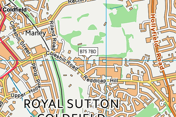 B75 7BD map - OS VectorMap District (Ordnance Survey)