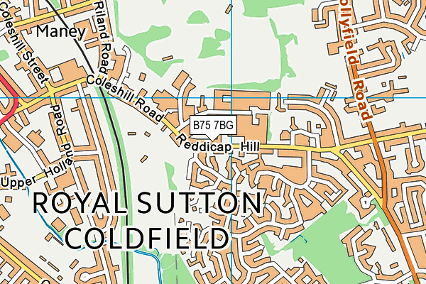 B75 7BG map - OS VectorMap District (Ordnance Survey)