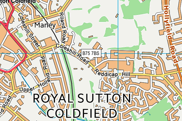 B75 7BS map - OS VectorMap District (Ordnance Survey)