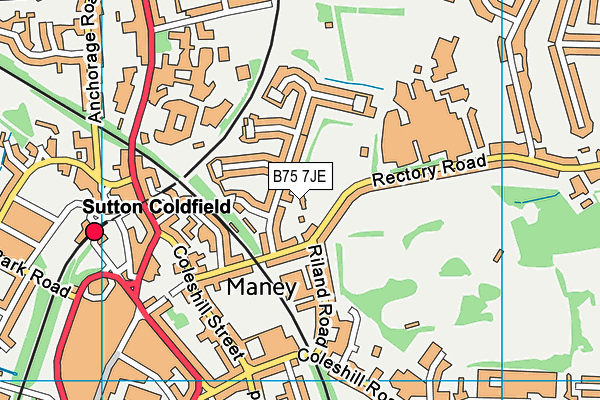 B75 7JE map - OS VectorMap District (Ordnance Survey)