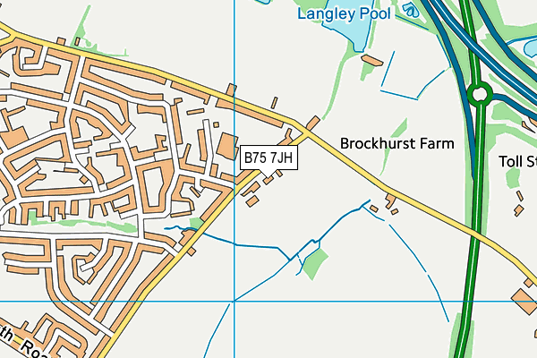 B75 7JH map - OS VectorMap District (Ordnance Survey)
