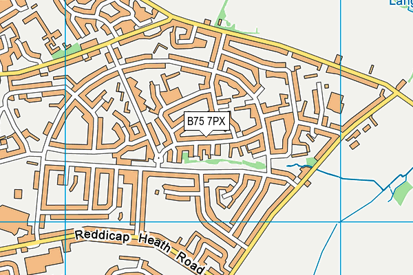 B75 7PX map - OS VectorMap District (Ordnance Survey)