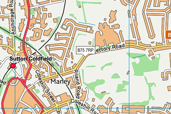 B75 7RP map - OS VectorMap District (Ordnance Survey)
