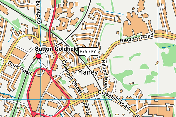B75 7SY map - OS VectorMap District (Ordnance Survey)