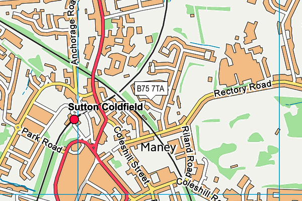 B75 7TA map - OS VectorMap District (Ordnance Survey)