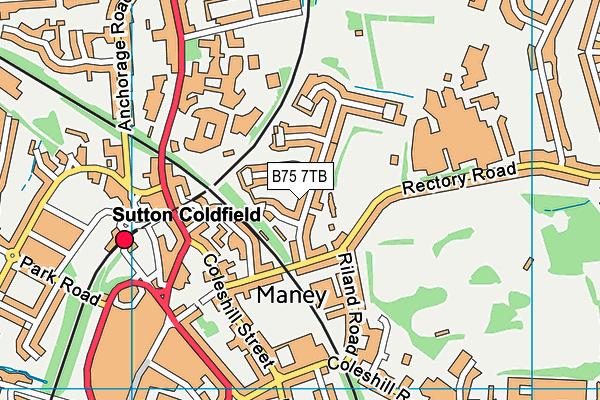 B75 7TB map - OS VectorMap District (Ordnance Survey)