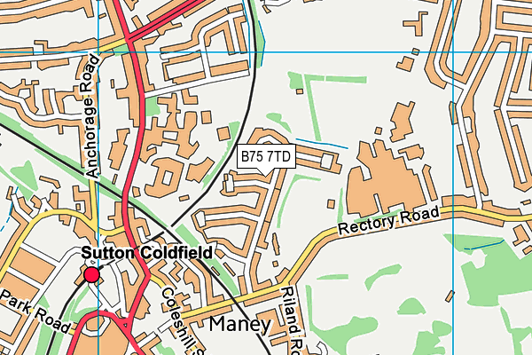 B75 7TD map - OS VectorMap District (Ordnance Survey)