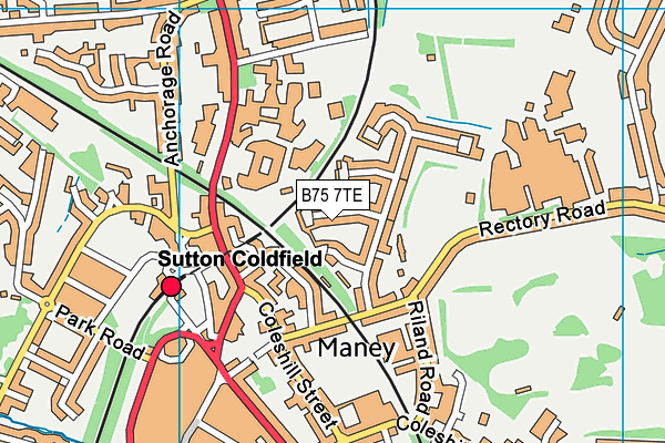 B75 7TE map - OS VectorMap District (Ordnance Survey)