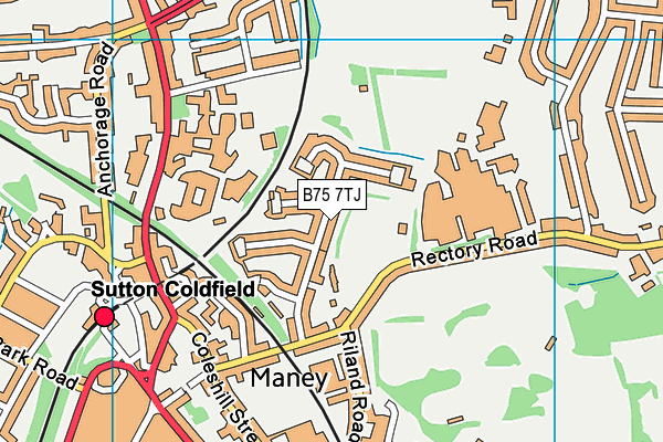 B75 7TJ map - OS VectorMap District (Ordnance Survey)