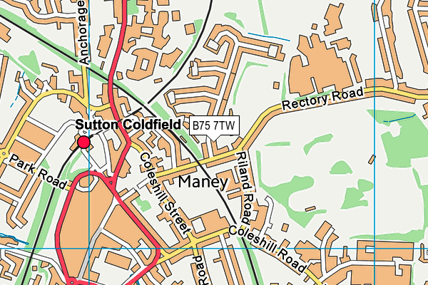 B75 7TW map - OS VectorMap District (Ordnance Survey)
