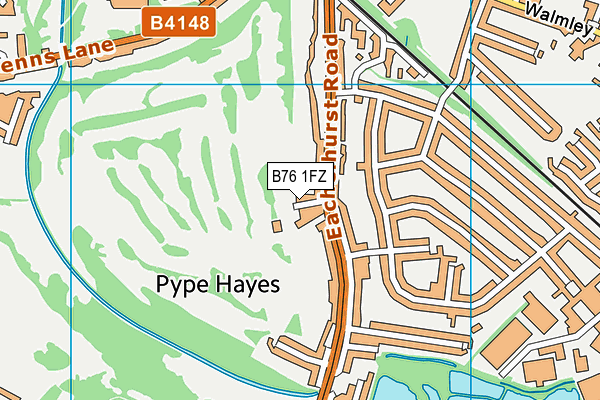 B76 1FZ map - OS VectorMap District (Ordnance Survey)