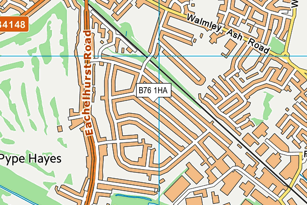 B76 1HA map - OS VectorMap District (Ordnance Survey)
