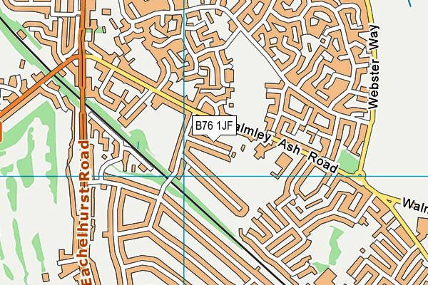 B76 1JF map - OS VectorMap District (Ordnance Survey)