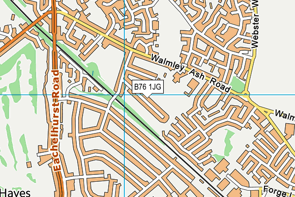 B76 1JG map - OS VectorMap District (Ordnance Survey)