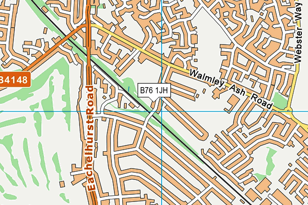 B76 1JH map - OS VectorMap District (Ordnance Survey)