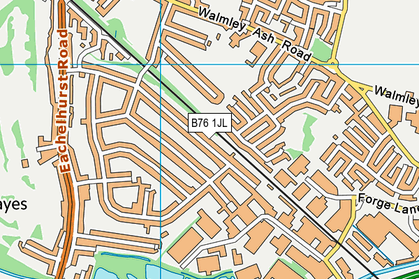 B76 1JL map - OS VectorMap District (Ordnance Survey)