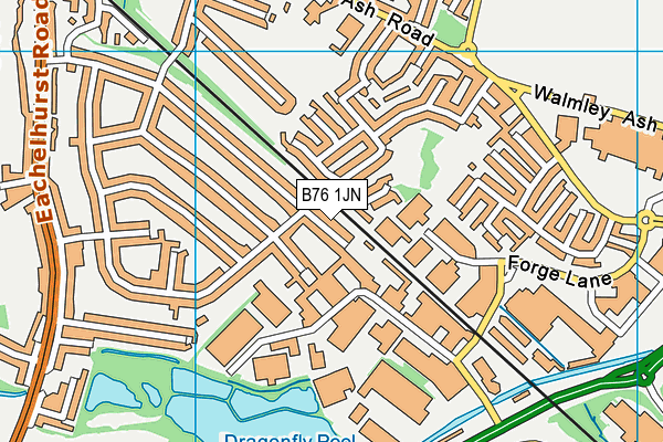 B76 1JN map - OS VectorMap District (Ordnance Survey)