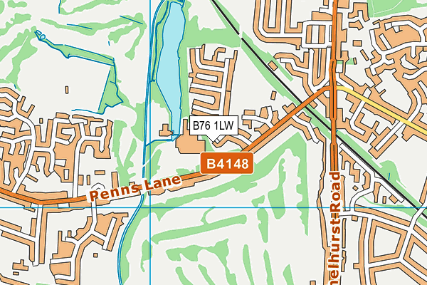 B76 1LW map - OS VectorMap District (Ordnance Survey)