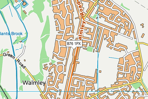 B76 1PX map - OS VectorMap District (Ordnance Survey)