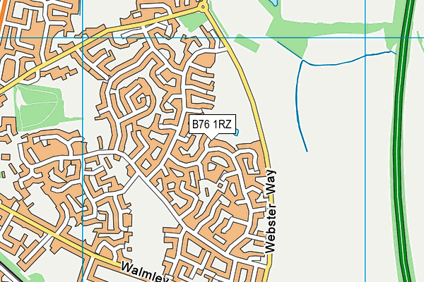 B76 1RZ map - OS VectorMap District (Ordnance Survey)