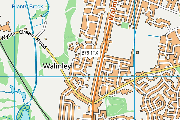 B76 1TX map - OS VectorMap District (Ordnance Survey)