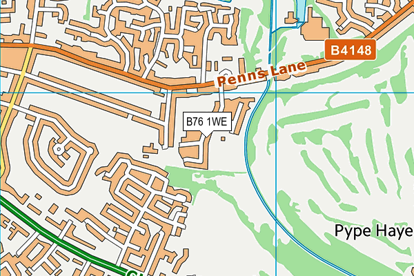 B76 1WE map - OS VectorMap District (Ordnance Survey)