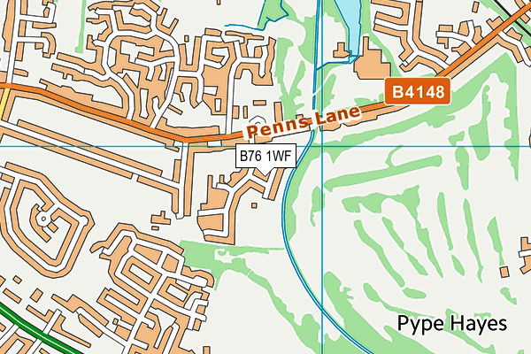 Penns Lane Sports Ground map (B76 1WF) - OS VectorMap District (Ordnance Survey)